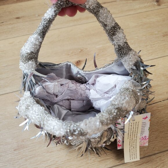 Handcrafted in India Beaded Bag TJMaxx Viral TikTok RARE White Silver Gray - Picture 9 of 16